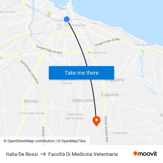 Italia-De Rossi to Facoltà Di Medicina Veterinaria map
