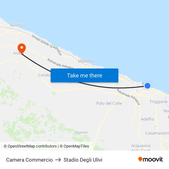 Camera Commercio to Stadio Degli Ulivi map
