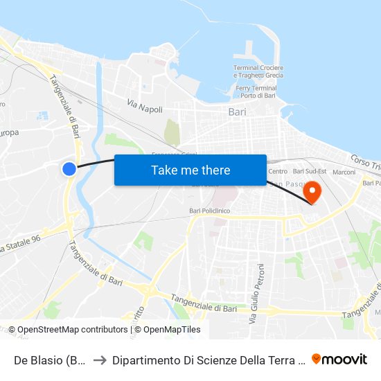 De Blasio (Barimax) to Dipartimento Di Scienze Della Terra E Geoambientali map