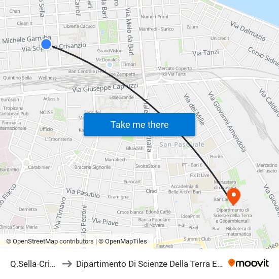 Q.Sella-Crisanzio to Dipartimento Di Scienze Della Terra E Geoambientali map