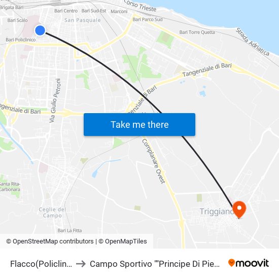 Flacco(Policlinico) to Campo Sportivo ""Principe Di Piemonte"" map