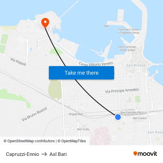 Capruzzi-Ennio to Asl Bari map