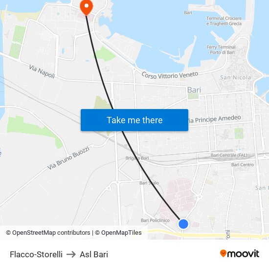 Flacco-Storelli to Asl Bari map
