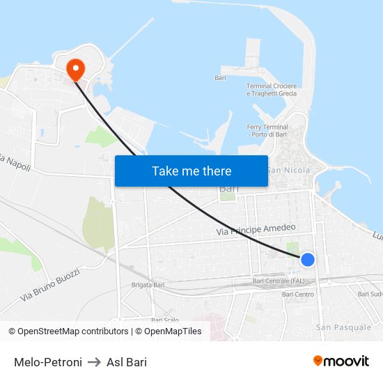 Melo-Petroni to Asl Bari map