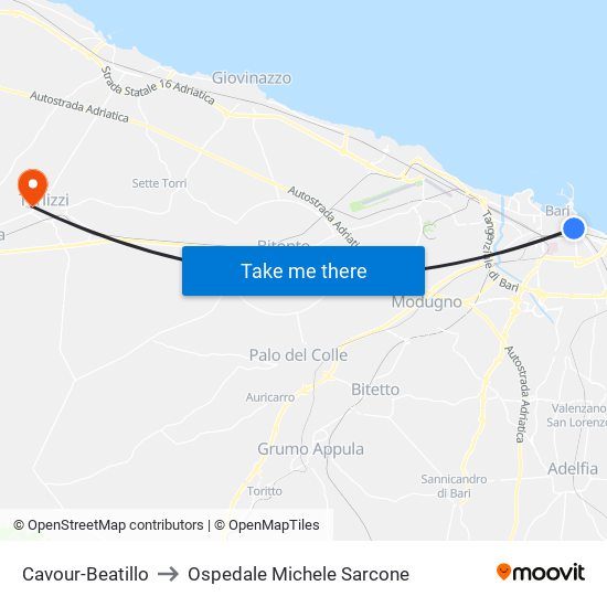 Cavour-Beatillo to Ospedale Michele Sarcone map