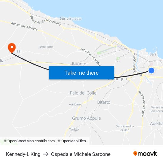 Kennedy-L.King to Ospedale Michele Sarcone map