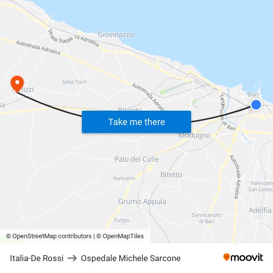 Italia-De Rossi to Ospedale Michele Sarcone map