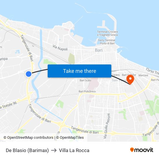 De Blasio (Barimax) to Villa La Rocca map