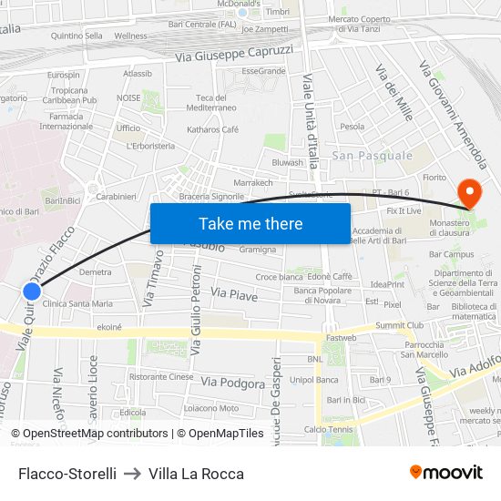 Flacco-Storelli to Villa La Rocca map