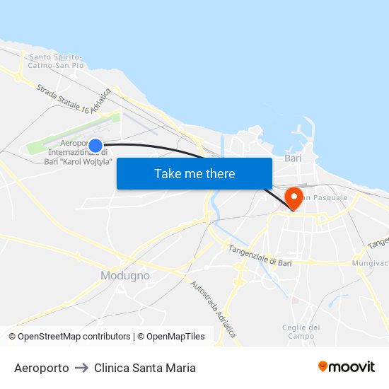 Aeroporto to Clinica Santa Maria map