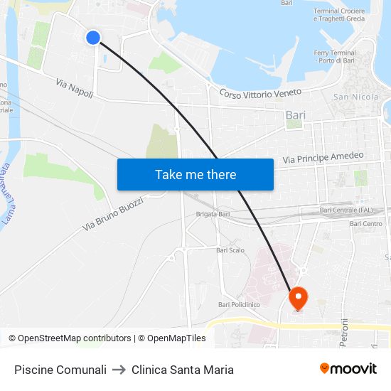 Piscine Comunali to Clinica Santa Maria map