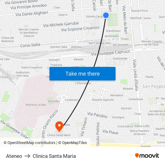 Ateneo to Clinica Santa Maria map