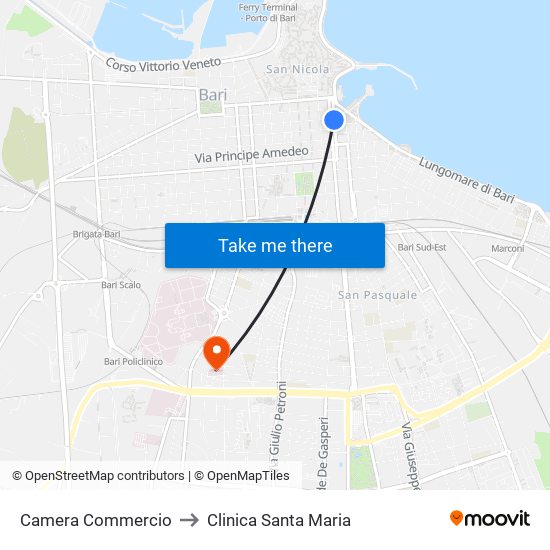 Camera Commercio to Clinica Santa Maria map