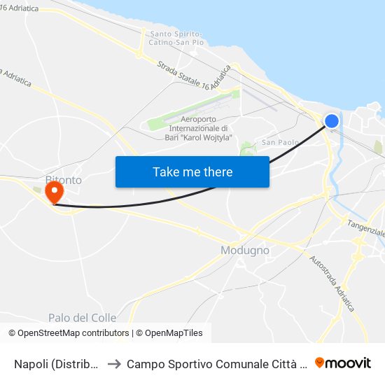 Napoli (Distributore) to Campo Sportivo Comunale Città Degli Ulivi map