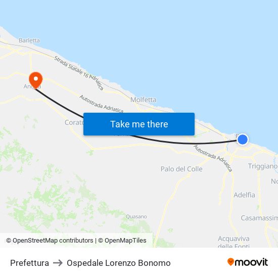 Prefettura to Ospedale Lorenzo Bonomo map