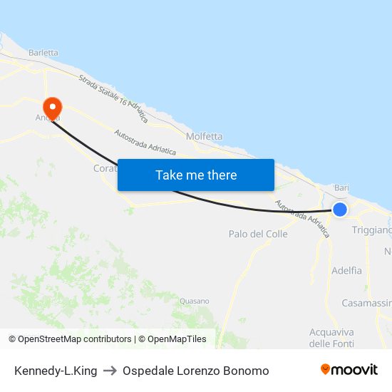 Kennedy-L.King to Ospedale Lorenzo Bonomo map