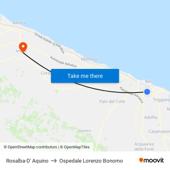 Rosalba-D' Aquino to Ospedale Lorenzo Bonomo map