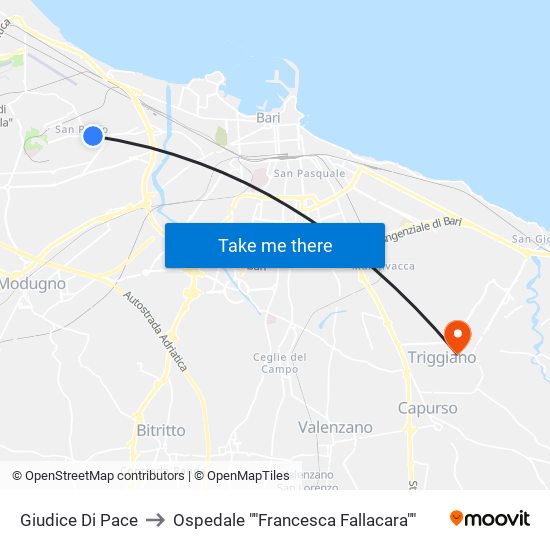 Giudice Di Pace to Ospedale ""Francesca Fallacara"" map