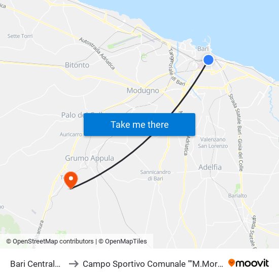 Bari Centrale(C) to Campo Sportivo Comunale ""M.Morgese"" map