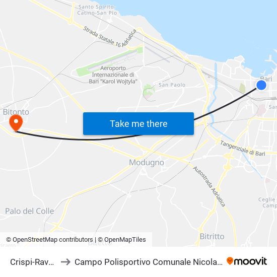 Crispi-Ravanas to Campo Polisportivo Comunale Nicola Rossiello map