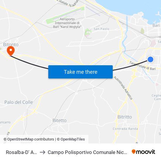 Rosalba-D' Aquino to Campo Polisportivo Comunale Nicola Rossiello map