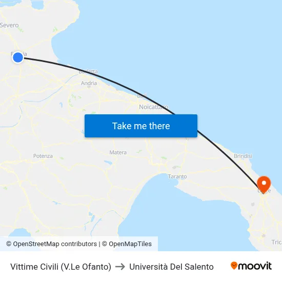 Civilian Victims (Ofanto Avenue) to University of Salento map