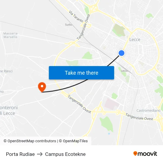 Rudiae Gate to Ecotekne Campus map