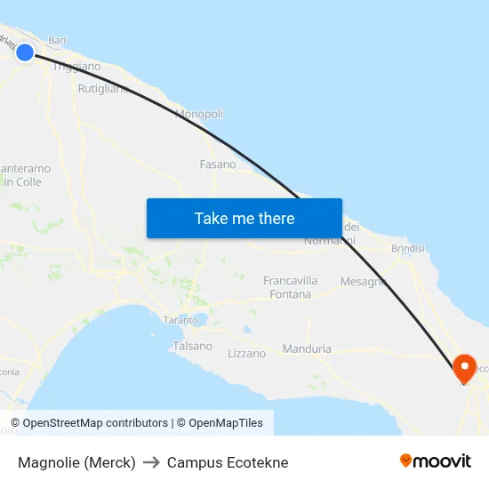 Magnolie (Merck) to Campus Ecotekne map