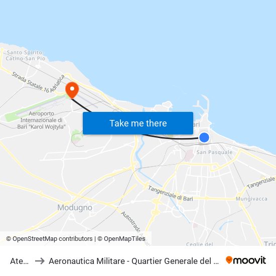 Ateneo to Aeronautica Militare - Quartier Generale del C.S.A.M. / 3^ R.A. map