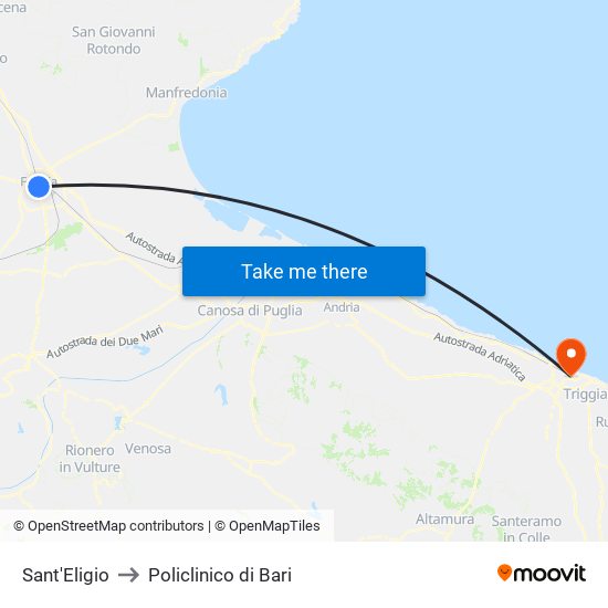 Sant'Eligio to Policlinico di Bari map