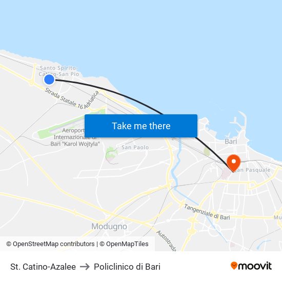 St. Catino-Azalee to Policlinico di Bari map