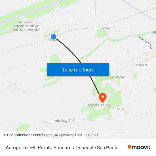 Aeroporto to Pronto Soccorso Ospedale San Paolo map