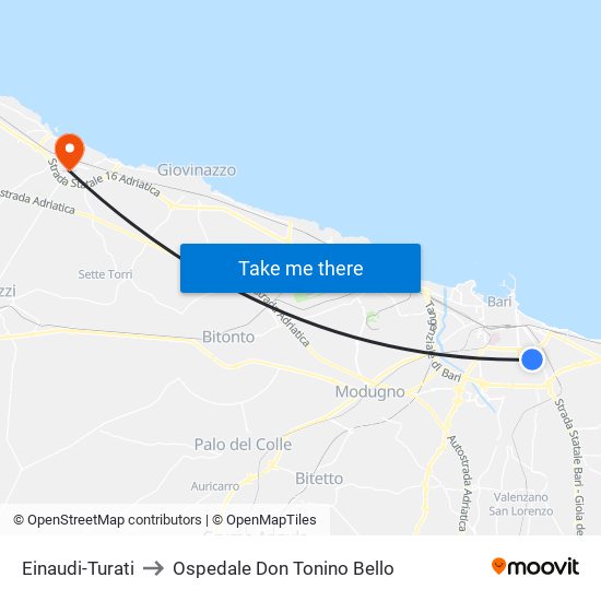 Einaudi-Turati to Ospedale Don Tonino Bello map