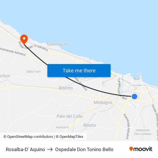 Rosalba-D' Aquino to Ospedale Don Tonino Bello map