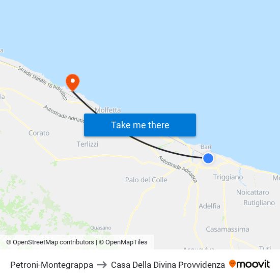 Petroni-Montegrappa to Casa Della Divina Provvidenza map