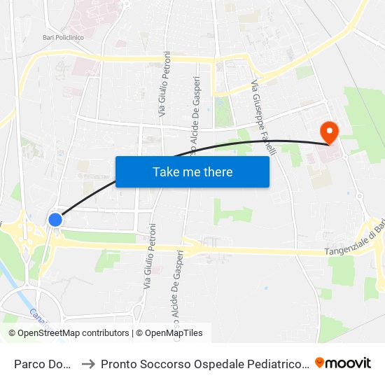 Parco Domingo to Pronto Soccorso Ospedale Pediatrico Giovanni XXIII map