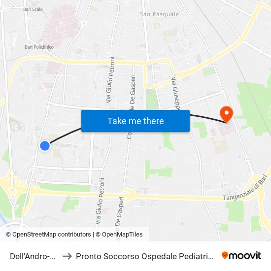Dell'Andro-Bartolo to Pronto Soccorso Ospedale Pediatrico Giovanni XXIII map