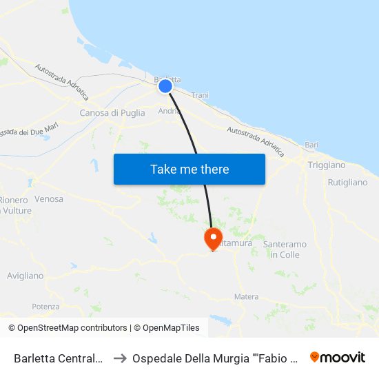 Barletta Centrale Fnb to Ospedale Della Murgia ""Fabio Perinei"" map