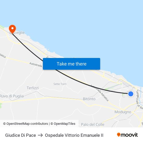 Giudice Di Pace to Ospedale Vittorio Emanuele II map