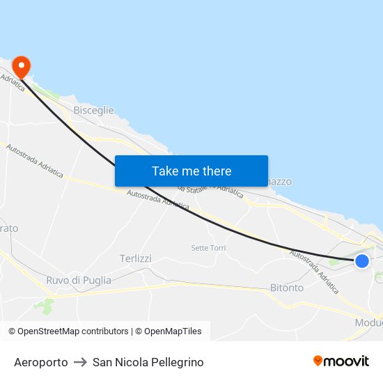 Aeroporto to San Nicola Pellegrino map