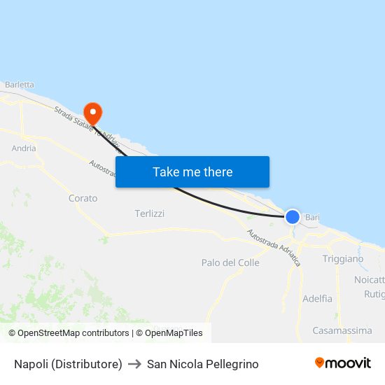 Napoli (Distributore) to San Nicola Pellegrino map