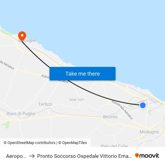 Aeroporto to Pronto Soccorso Ospedale Vittorio Emanuele II map