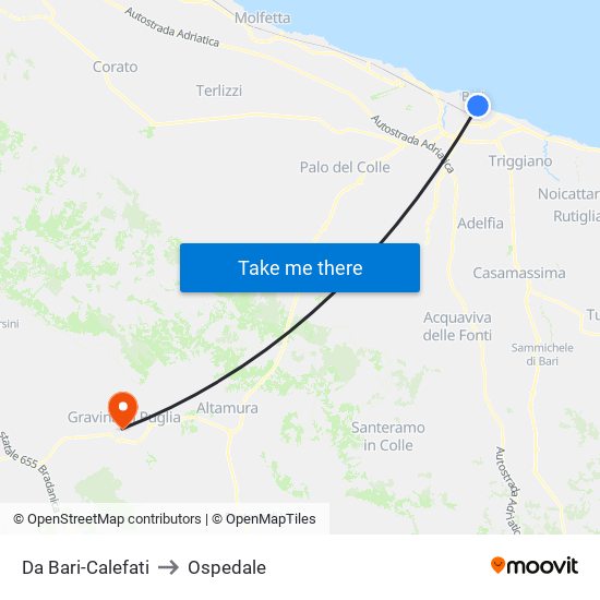 Da Bari-Calefati to Ospedale map