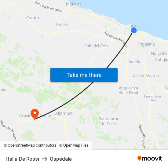 Italia-De Rossi to Ospedale map