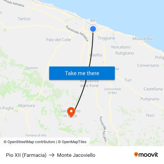 Pio XII (Farmacia) to Monte Jacoviello map