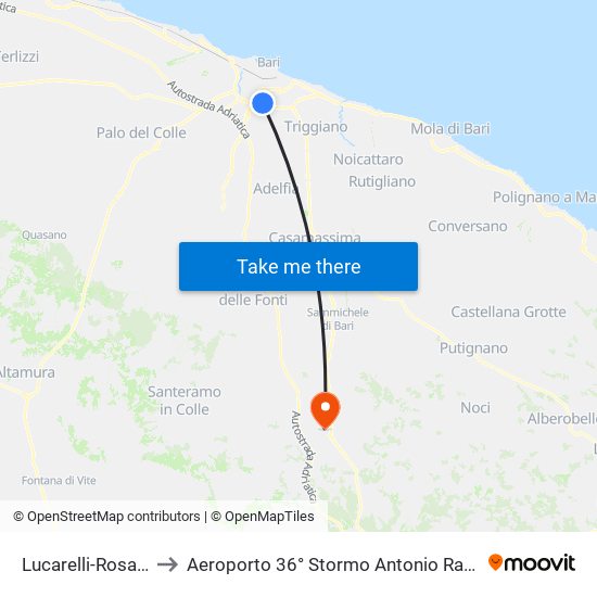 Lucarelli-Rosalba to Aeroporto 36° Stormo Antonio Ramirez map