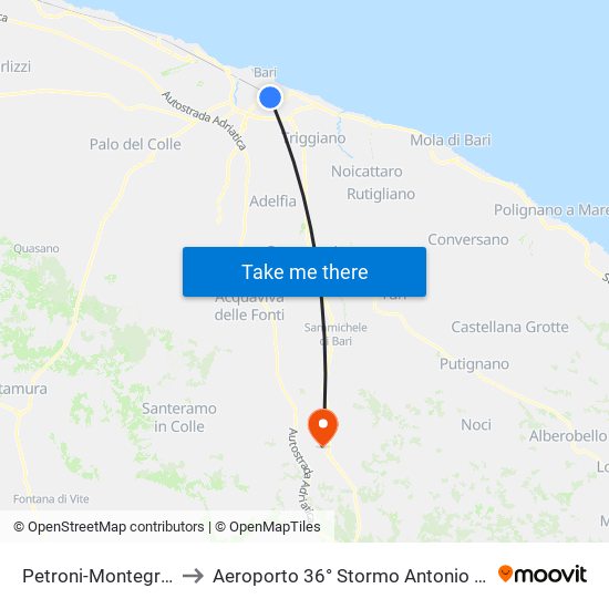 Petroni-Montegrappa to Aeroporto 36° Stormo Antonio Ramirez map