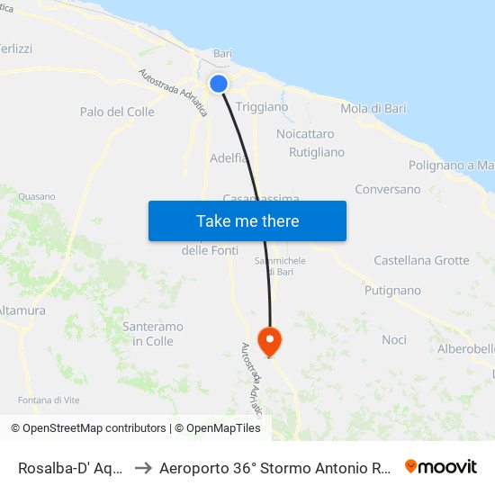 Rosalba-D' Aquino to Aeroporto 36° Stormo Antonio Ramirez map