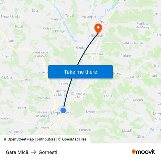 Gara Mică to Gornesti map