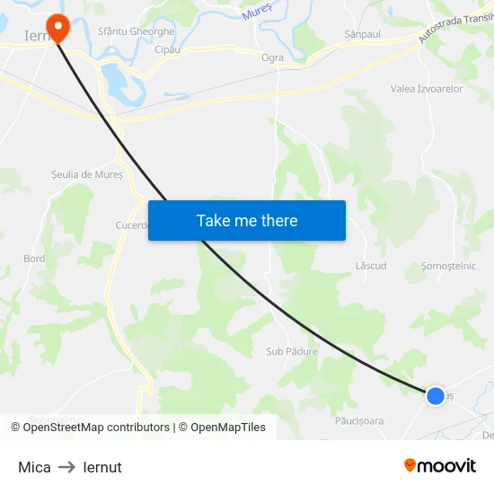 Mica to Iernut map